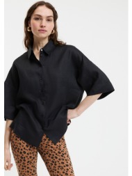 λινό πουκάμισο με μανίκια μέχρι τους αγκώνες