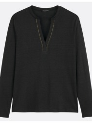 μακρυμάνικη λινή μπλούζα