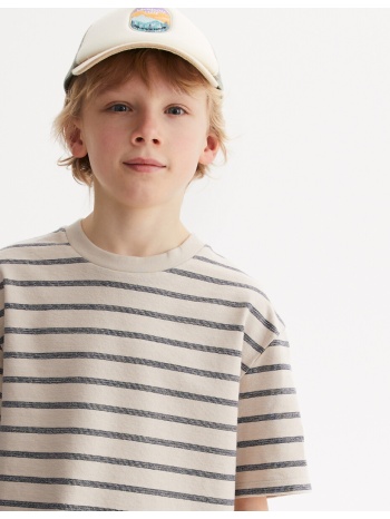 ριγέ t-shirt με στρογγυλή λαιμόκοψη