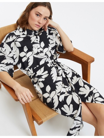 εμπριμέ σεμιζιέ φόρεμα με μανίκια μέχρι τους αγκώνες