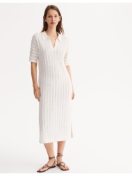 μακρύ φόρεμα σε ίσια γραμμή με αζούρ πλέξη