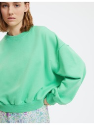 φαρδύ κοντό φούτερ με στρογγυλή λαιμόκοψη