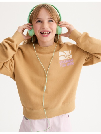 φούτερ από φανέλα με στρογγυλή λαιμόκοψη και μήνυμα μπροστά