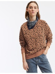 φαρδύ φούτερ από φανέλα με λεοπάρ μοτίβο