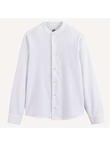 μακρυμάνικο πουκάμισο με μάο γιακά από βαμβάκι λινό