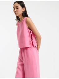 λινή μπλούζα με στρογγυλή λαιμόκοψη