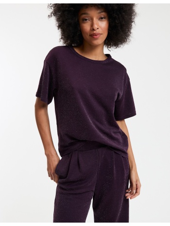 κοντομάνικη μπλούζα με μεταλλιζέ όψη