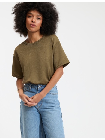 κοντομάνικη μπλούζα με μεταλλιζέ όψη