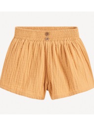 σορτς από βαμβακερή γάζα με λάστιχο στη μέση