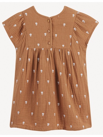 εβαζέ φόρεμα από βαμβακερή γάζα με κοντά μανίκια