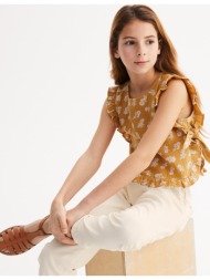 εμπριμέ αμάνικη μπλούζα από βαμβακερή γάζα