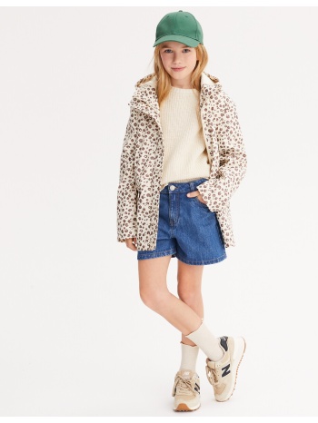 αντιανεμικό με κουκούλα και λεοπάρ μοτίβο