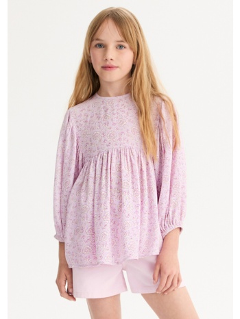 μακρυμάνικη φαρδιά μπλούζα με εμπριμέ μοτίβο