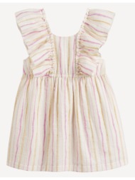 ριγέ φόρεμα με βολάν