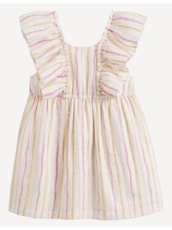 ριγέ φόρεμα με βολάν