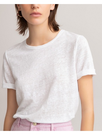 κοντομάνικη λινή μπλούζα με στρογγυλή λαιμόκοψη σε προσφορά