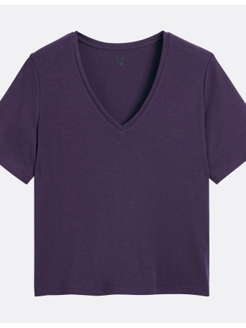 κοντομάνικη μπλούζα με v λαιμόκοψη
