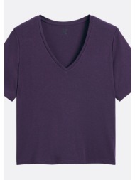 κοντομάνικη μπλούζα με v ...
