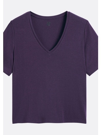 κοντομάνικη μπλούζα με v λαιμόκοψη