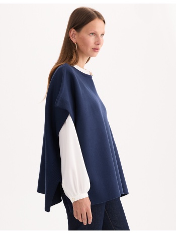 λεπτό πόντσο με στρογγυλή λαιμόκοψη