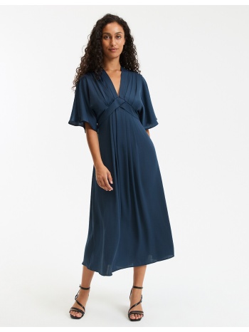 μακρύ φόρεμα με v και μανίκια μέχρι τους αγκώνες