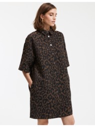 φόρεμα μίνι από ύφασμα ζακάρ με μοτίβο λεοπάρ