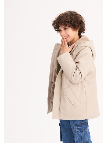 αδιάβροχο μπουφάν με επένδυση sherpa και κουκούλα