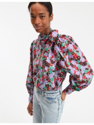 μπλούζα με λουλουδάτο σχέδιο και μακριά μανίκια