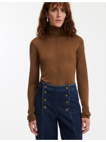 πουλόβερ με λαιμόκοψη ζιβάγκο σε λεπτή πλέξη