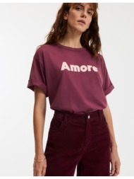 t-shirt με στρογγυλό λαιμό και μήνυμα