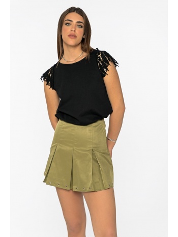 λαδί mini φούστα με πιέτες σε γραμμή α σε προσφορά