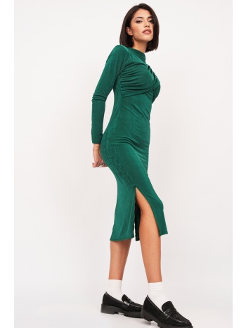 πράσινο midi φόρεμα με ιδιαίτερο σχέδιο στο μπούστο
