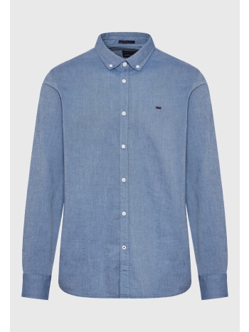 ανδρικό βαμβακερό πουκάμισο με κεντημένο logo - the