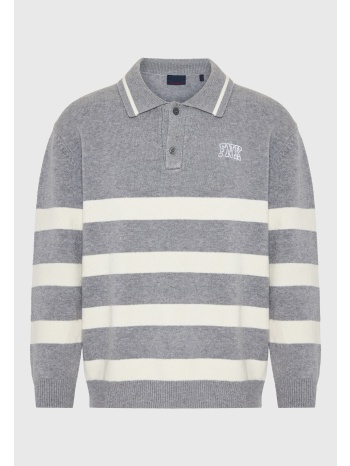 ανδρική ριγέ πλεκτή μπλούζα με γιακά