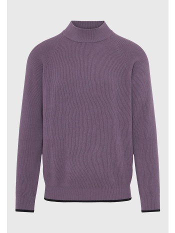 ανδρική πλεκτή βαμβακερή μπλούζα με ψηλή λαιμόκοψη