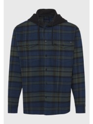 ανδρικό overshirt καρό πουκάμισο με κουκούλα