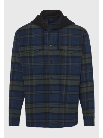 ανδρικό overshirt καρό πουκάμισο με κουκούλα