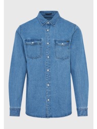 ανδρικό τζιν πουκάμισο με τσέπες στο στήθος