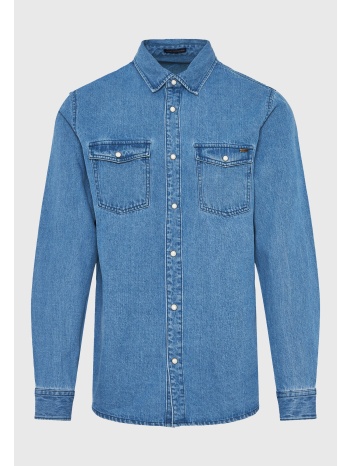 ανδρικό τζιν πουκάμισο με τσέπες στο στήθος