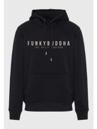 φούτερ με κουκούλα και τύπωμα στο στήθος