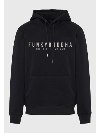 φούτερ με κουκούλα και τύπωμα στο στήθος