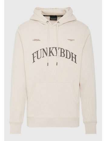 φούτερ με κουκούλα και τύπωμα στο στήθος