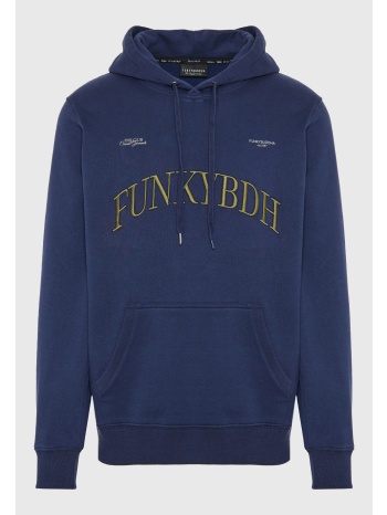 φούτερ με κουκούλα και τύπωμα στο στήθος