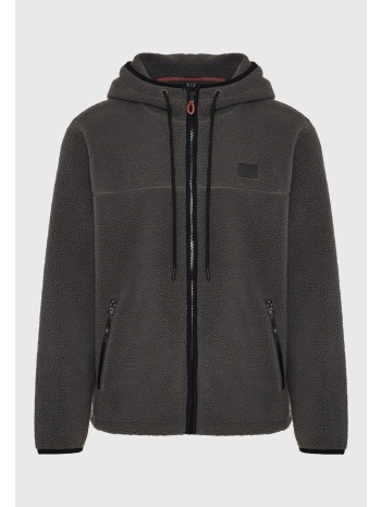 sustainable relaxed fit fleece ζακέτα φούτερ με τσέπες και