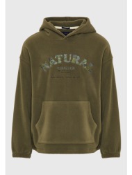 sustainable ανδρικό φούτερ με κουκούλα και τύπωμα στο στήθος