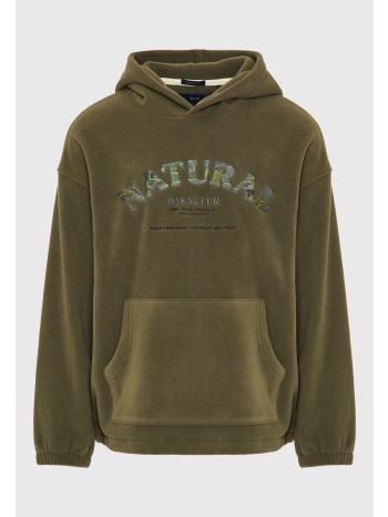 sustainable ανδρικό φούτερ με κουκούλα και τύπωμα στο στήθος