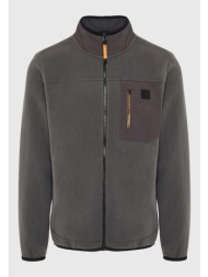 sustainable fleece ζακέτα με τσέπη στο στήθος και φερμουάρ