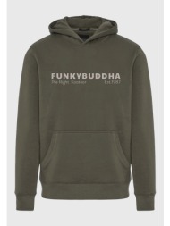 φούτερ με κουκούλα και τύπωμα στο στήθος