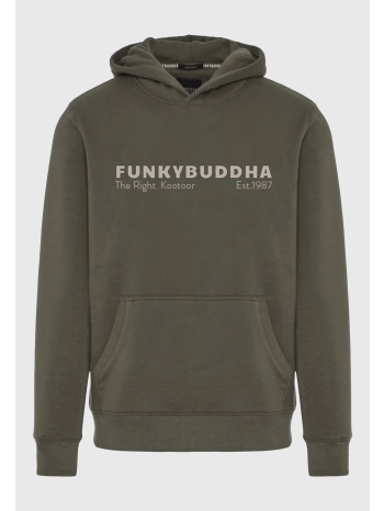 φούτερ με κουκούλα και τύπωμα στο στήθος