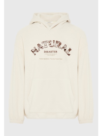 sustainable ανδρικό φούτερ με κουκούλα και τύπωμα στο στήθος